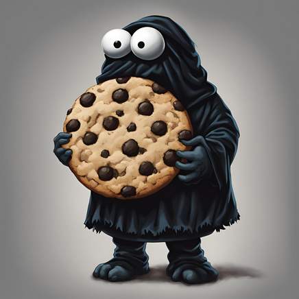 KI generiertes Cookie Monster mit einem riesen Cookie in der Hand.